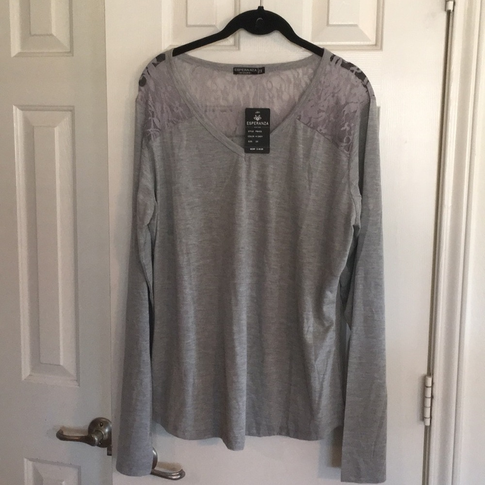 Gray Lacy Top Sz 2XL Nwts